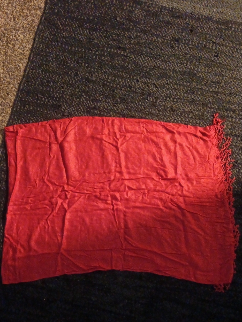 Red Satin Like Scarf Wrap Ashley Cooper 100% Viscose